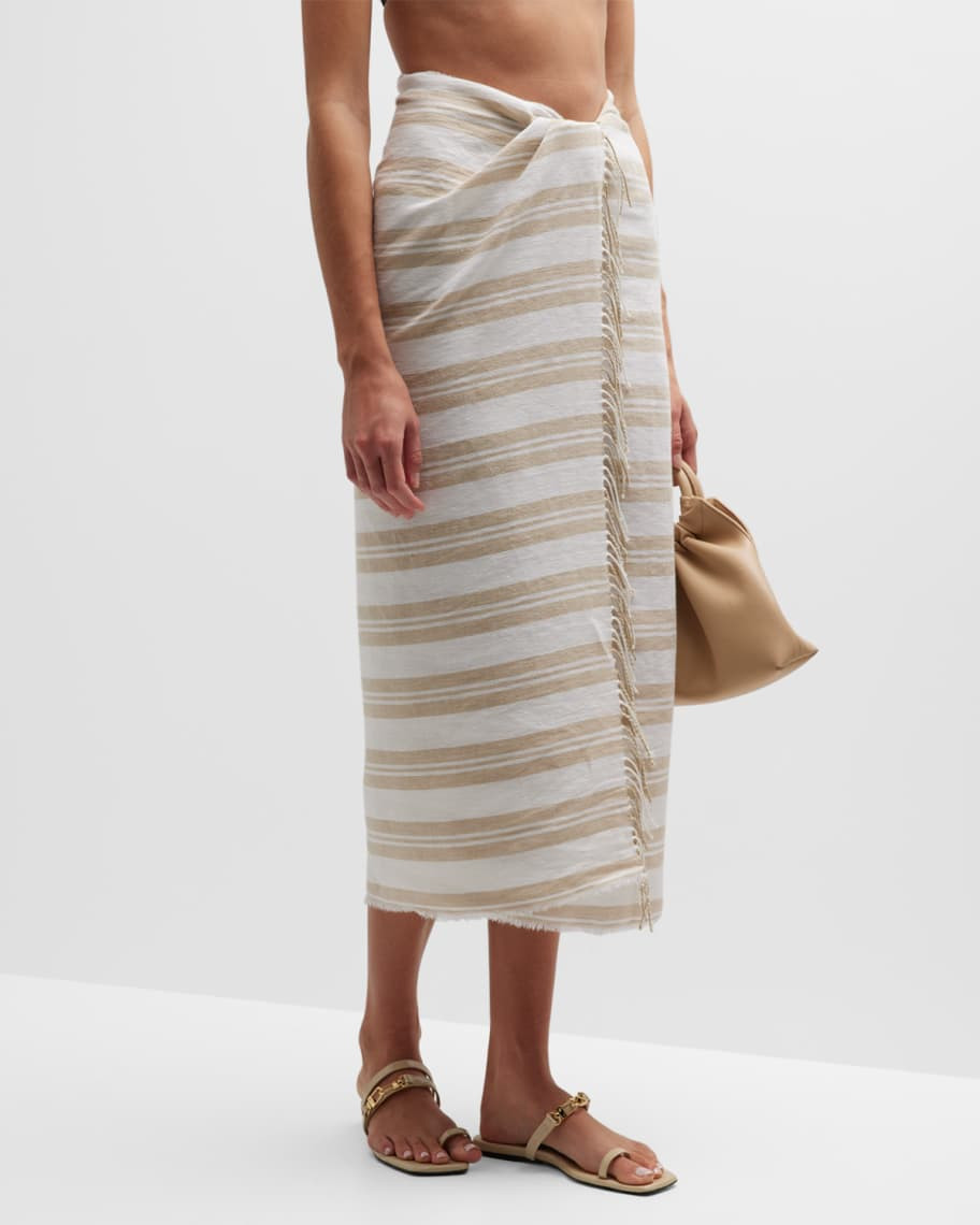 Toteme Striped Linen-Blend Sarong | Neiman Marcus