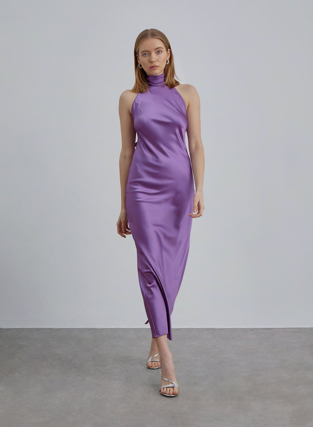 Lime Halter Cocktail Silk Maxi Dress | Silk Maison