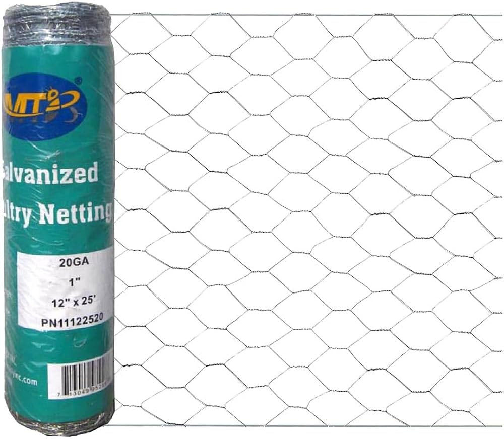 MTB SUPPLY 20GA Galvanized Hexagonal Poultry Netting Chicken Wire 12 inches x 25 feet x 1 inch Me... | Amazon (US)