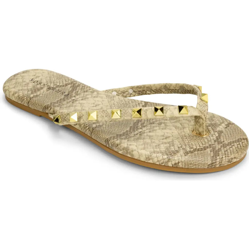Yosi Samra Rivington Stud Flip Flop in Snake at Nordstrom, Size 11 | Nordstrom
