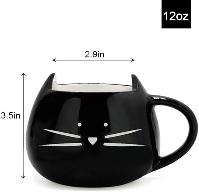 Koolkatkoo Cute Ceramic Cat Coffee Mug 12 oz Cat Lovers Kitty Tea Mugs Gifts for Women Girls Blac... | Amazon (US)