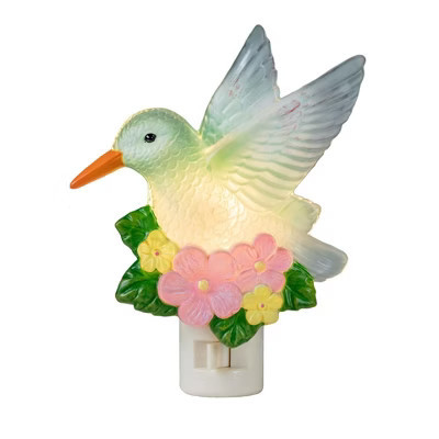 Novelty Lights LED Hummingbird with Flowers Spring Easter Decoration Night Light with Swivel Plug | Target