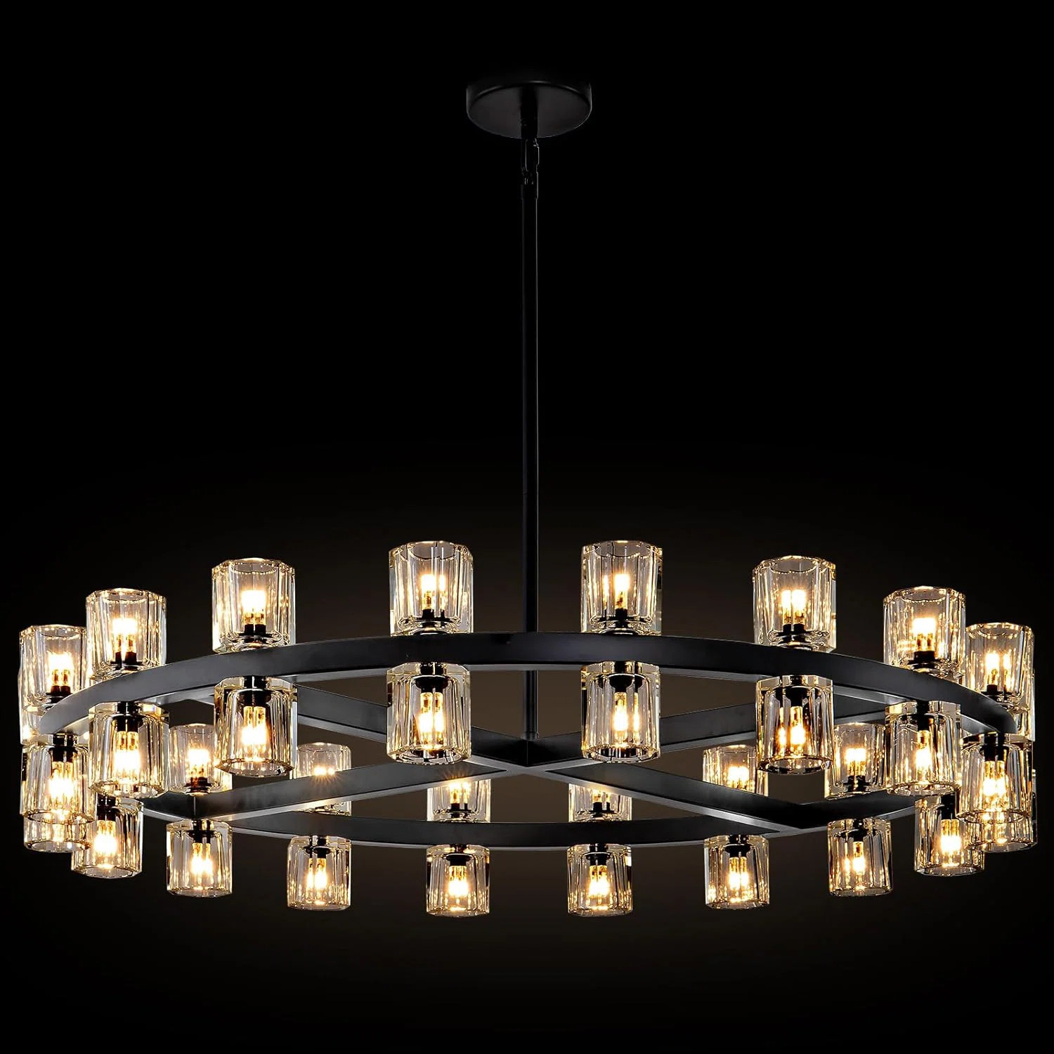36-Light 36"W Dimmable Round Crystal Cup Style Chandelier with Crystal Accents (Bulbs Included) | Wayfair North America