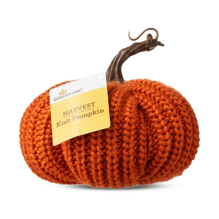 Harvest Orange Knit Pumpkin Decoration, 5.5", by Way To Celebrate - Walmart.com | Walmart (US)