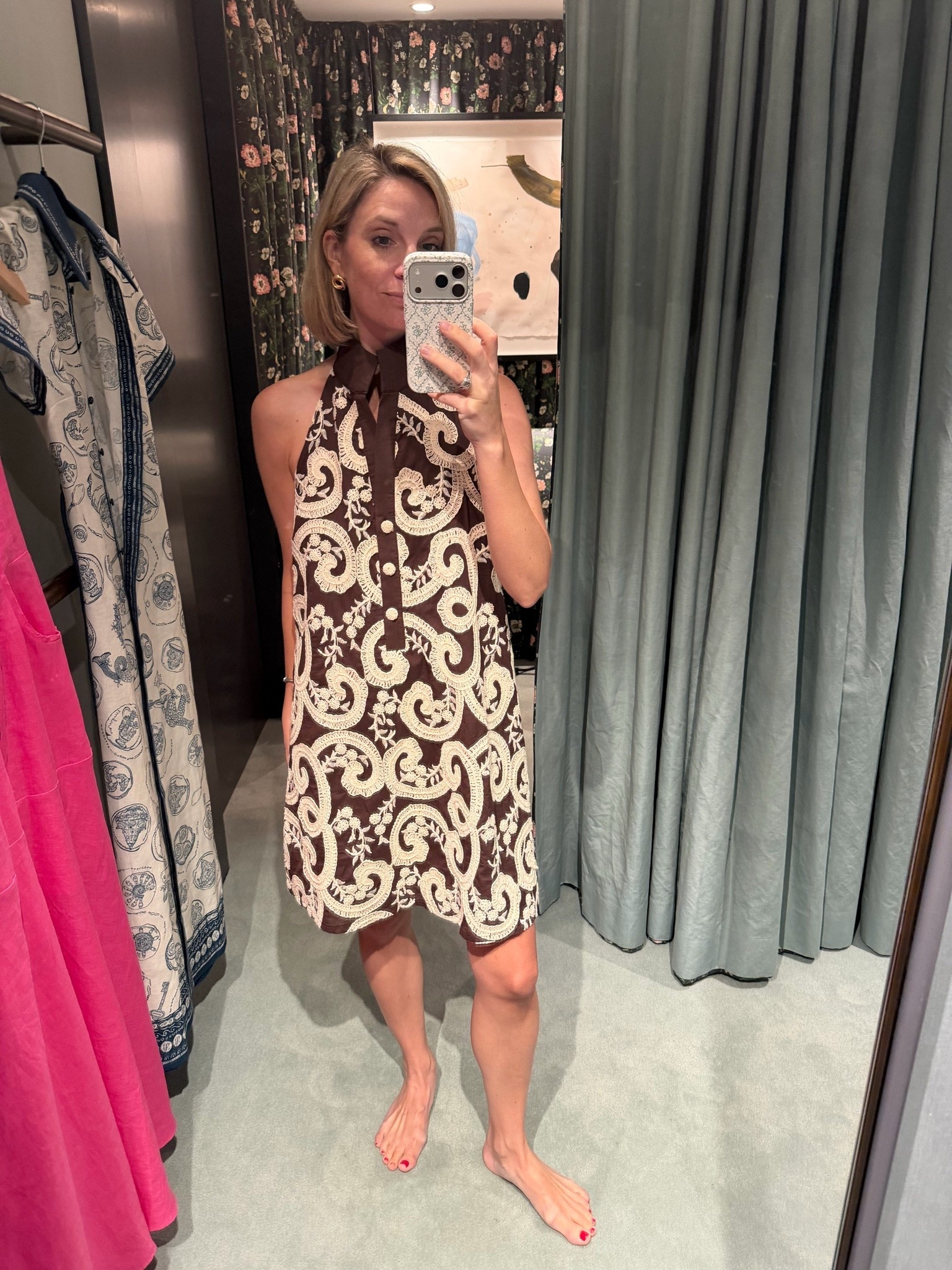 Embroidered halter dress. Vacation outfit. Travel outfit. 
Runs big- size down!

#LTKTravel #LTKootd #LTKgrwm