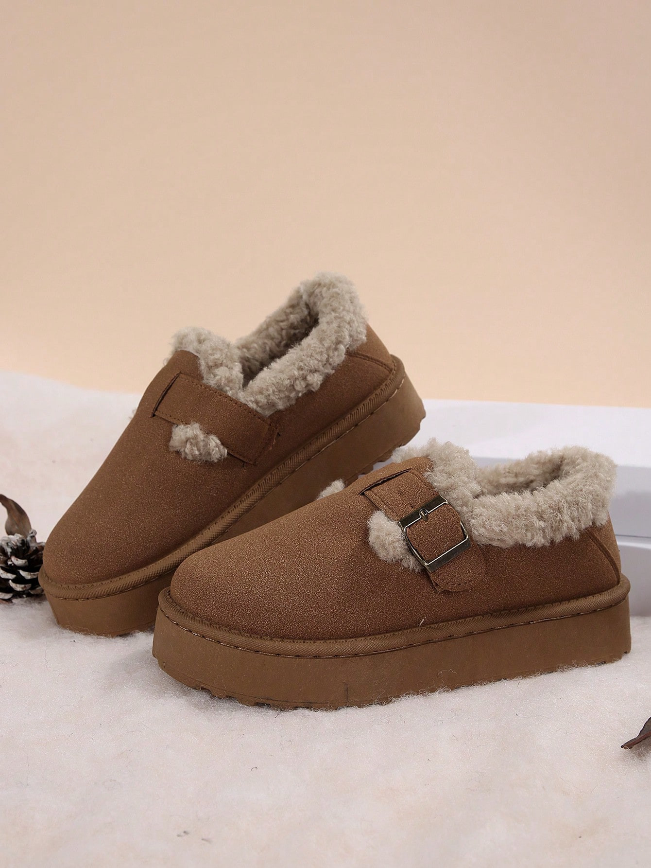 Women's Platform Snow Boots, Winter 2024 New Arrival, Velvet Lined Slip-On Design Warm Footwear, ... | SHEIN