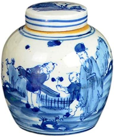 Amazon.com: Festcool Antique Style Blue and White Porcelain Ceramic Covered Jar Vase, China Ming ... | Amazon (US)