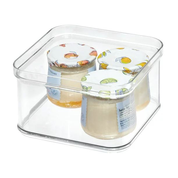 iDesign Crisp BPA-Free Plastic Stackable Refrigerator Bin, Square, Clear/White | Walmart (US)