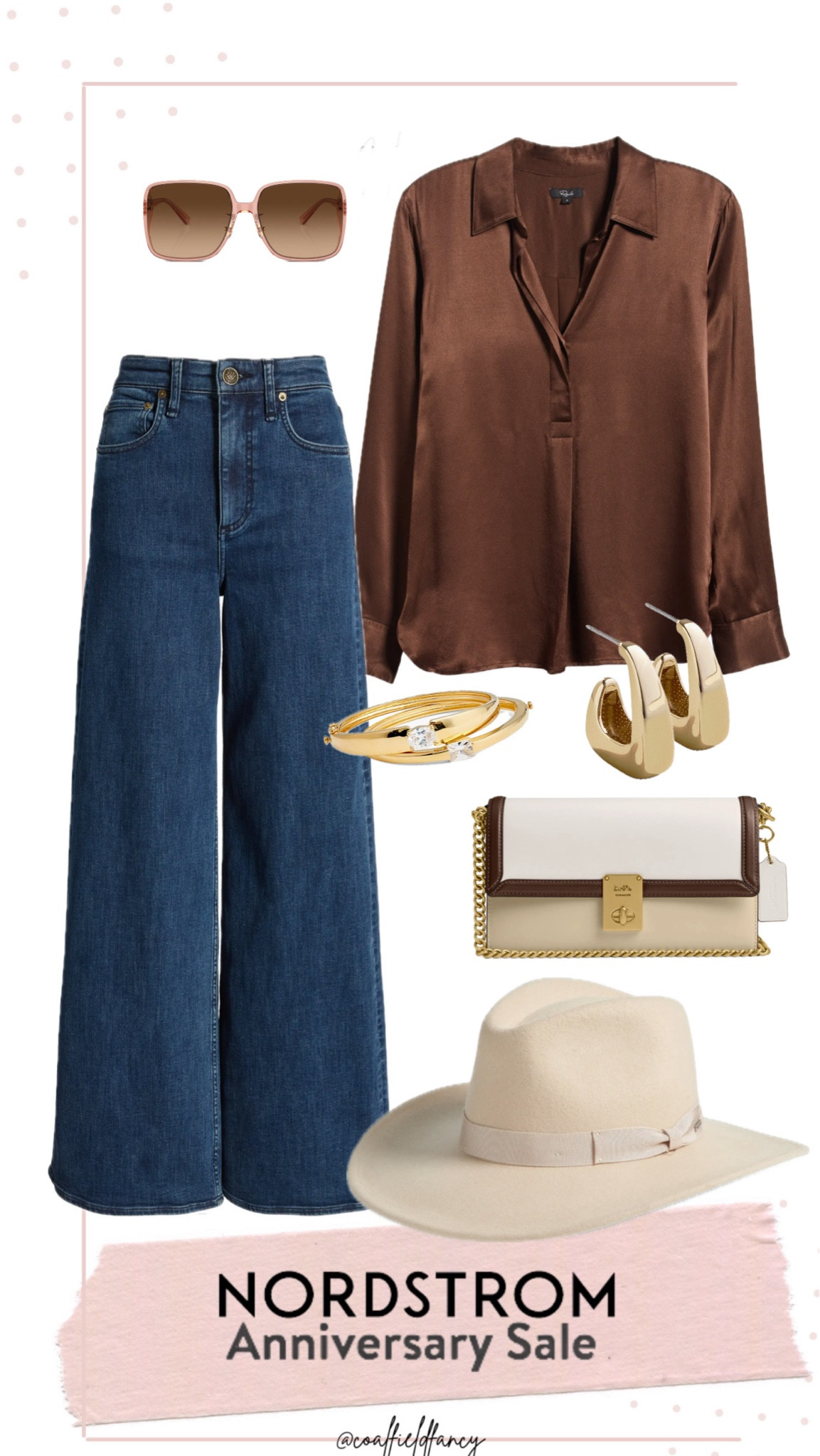 Nordstrom anniversary Sales
Casual outfit 
Fall outfit 
Wide leg jeans / dark wash
Silk blouse 
Neutral handbag 
Wide brim hat 

#LTKOver40 #LTKxNSale #LTKFindsUnder100