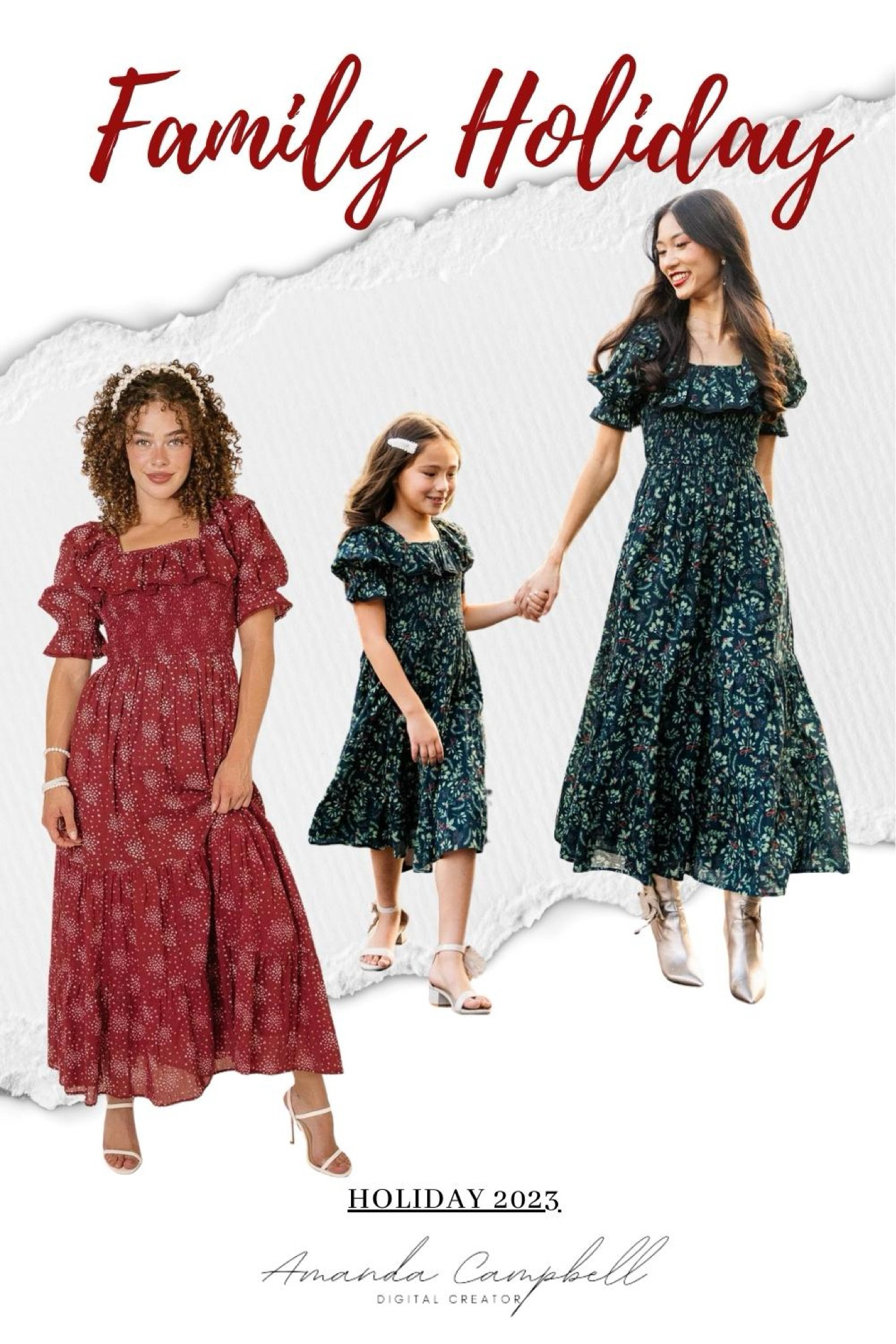 Matching family outfits in the two hottest colours for the season that must have green and you can’t beat red
Mommy and mini dresses 

#LTKstyletip #LTKHoliday #LTKSeasonal