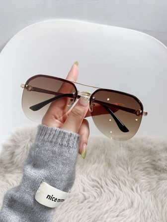 Ombre Lens Rimless Fashion Glasses | SHEIN