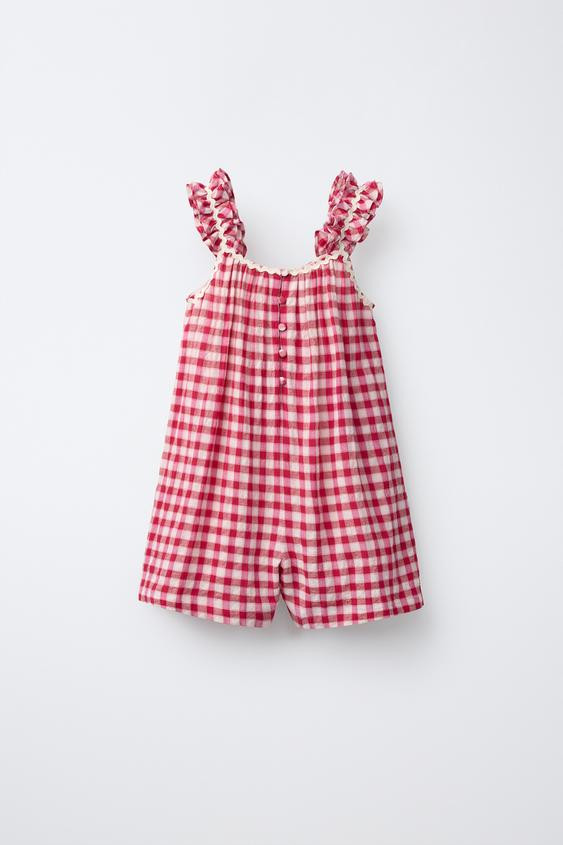 WAVY PLAID SHORT JUMPSUIT | Zara US