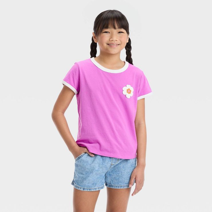 Girls' Short Sleeve Ringer T-Shirt - Cat & Jack™ | Target