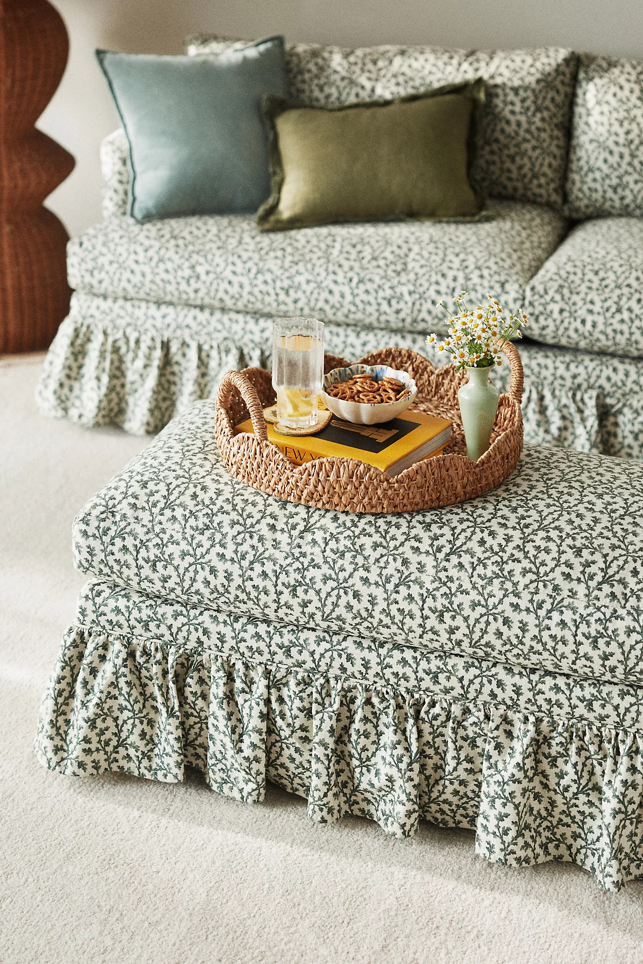 Bowen Irena Ruffle Ottoman | Anthropologie (US)