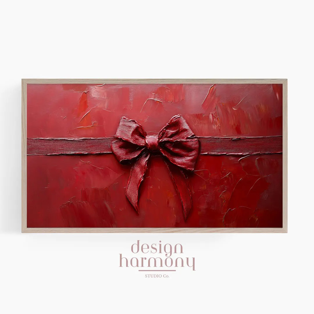 Valentine's Day Frame Tv Art, Red Ribbon, Modern, Red, Digital Art for Samsung the Frame Tv - Ets... | Etsy (US)