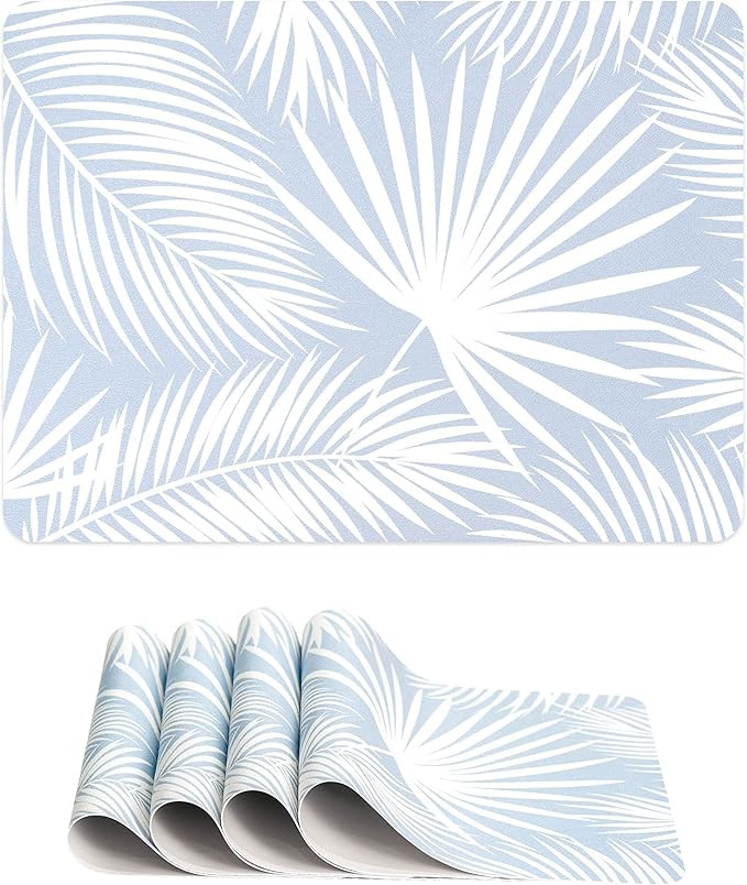 Hofdeco Premium Coastal Placemats Set of 4, 14"x19" Waterproof Oil-Resistant Vegan Leather Place ... | Amazon (US)