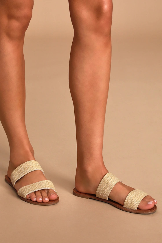 Time to Chill Natural Raffia Slide Sandals | Lulus (US)