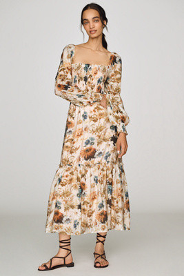 Puff Sleeve Midi Dress | Anthropologie (US)