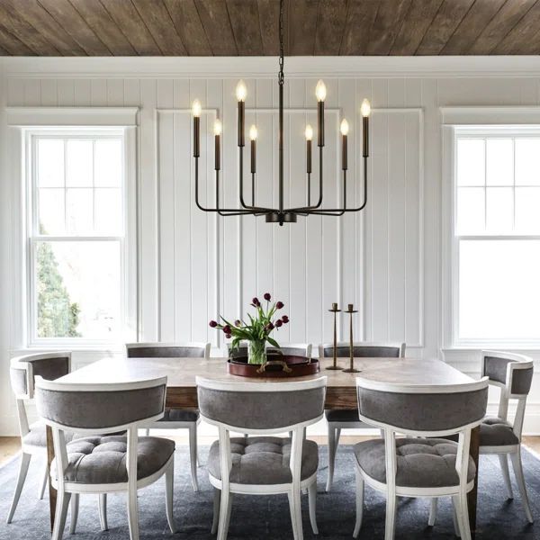 Lily-Louise Classic / Traditional Chandelier Farmhouse 8 Light Rustic Iron Candle Hanging Lights | Wayfair North America