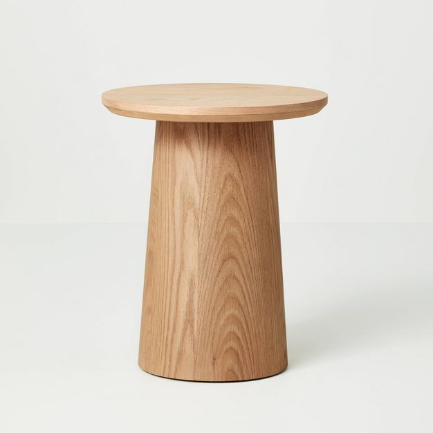 Round Wood Pedestal Accent Table Natural - Hearth &#38; Hand&#8482; with Magnolia | Target