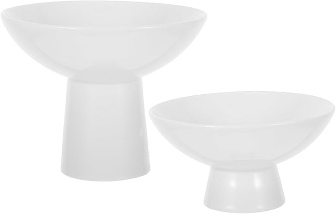 MAGICLULU 2Pcs Small White Pedestal Bowls Ceramic Footed Fruit Bowl for Displaying Kitchen Counte... | Amazon (US)