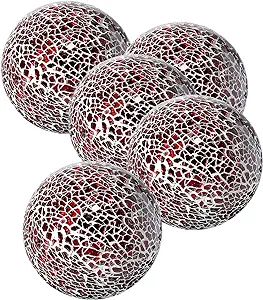 WHOLE HOUSEWARES | Decorative Balls | Set of 5 | Glass Mosaic Sphere | Diameter 3" | Modern Decor... | Amazon (US)