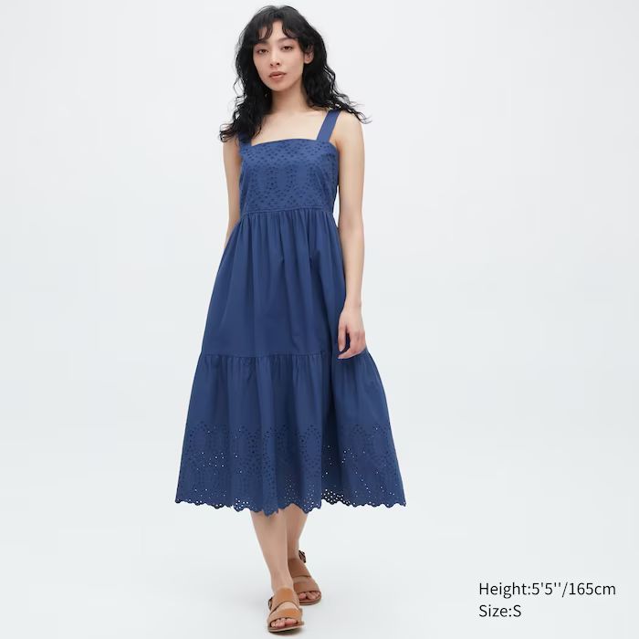 Cotton Embroidery Shirring Sleeveless Dress | UNIQLO (US)