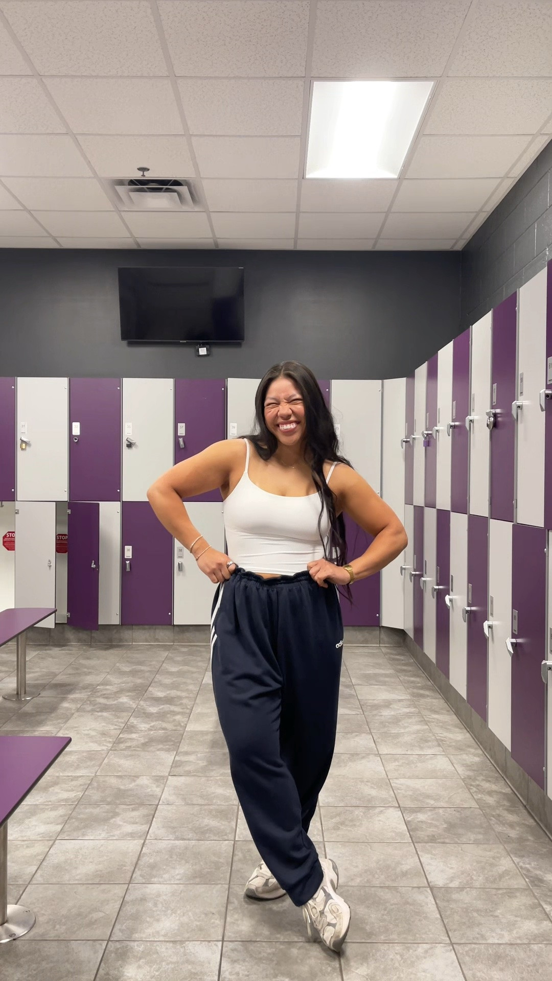 she’s defrosting just in time for summer! 🤍🌸

newest addiction is collecting vintage pieces from the thrift store, and these adidas pants are chef’s kiss 🤌🏼

@oneractive strappy mid tank top 

#gymfit #gymoutfit #gymootd

#LTKSaleAlert #LTKActive #LTKPetite
