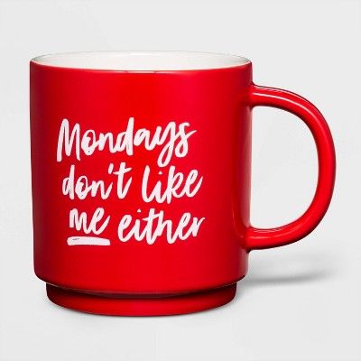 16oz Stoneware Monday's Don't Like Me Either Mug Red - Threshold™ | Target