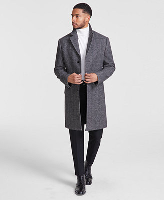 Michael Kors Men's Classic-Fit Wool Blend Herringbone Overcoat - Macy's | Macy's