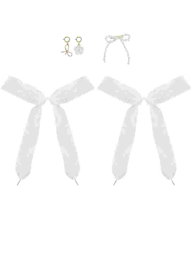 No Boundaries Goldtone Shoe Laces and Charm Set, White, 4 Pieces | Walmart (US)
