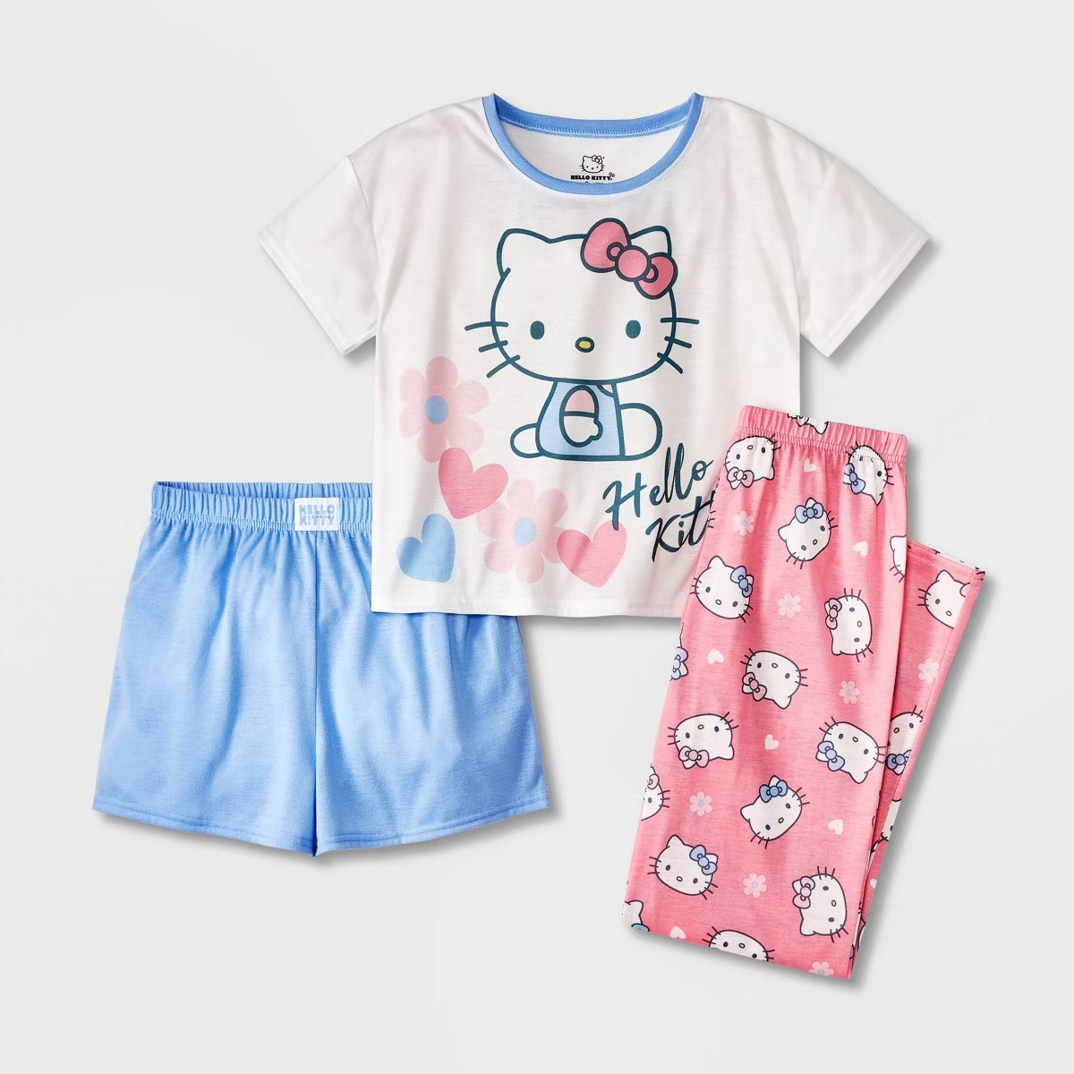 Girls' Hello Kitty 3pc Pajama Set - Coral Pink | Target