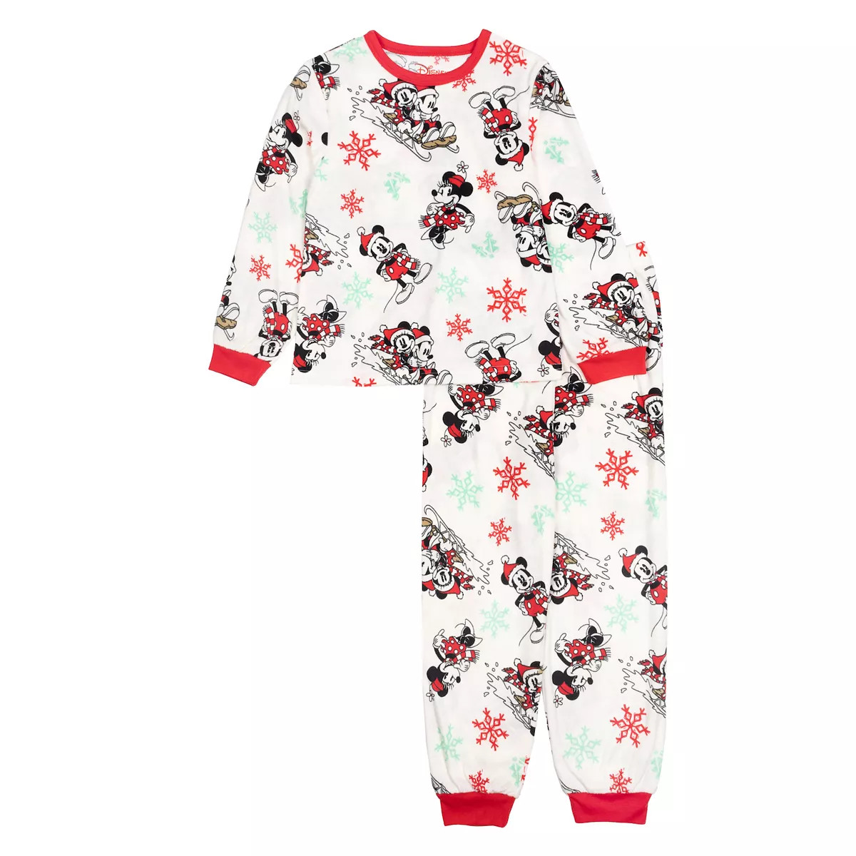 Disney's Mickey Mouse & Minnie Mouse Kids 4-10 2-pc. Holiday Pajama Top & Pajama Bottoms Set | Kohl's