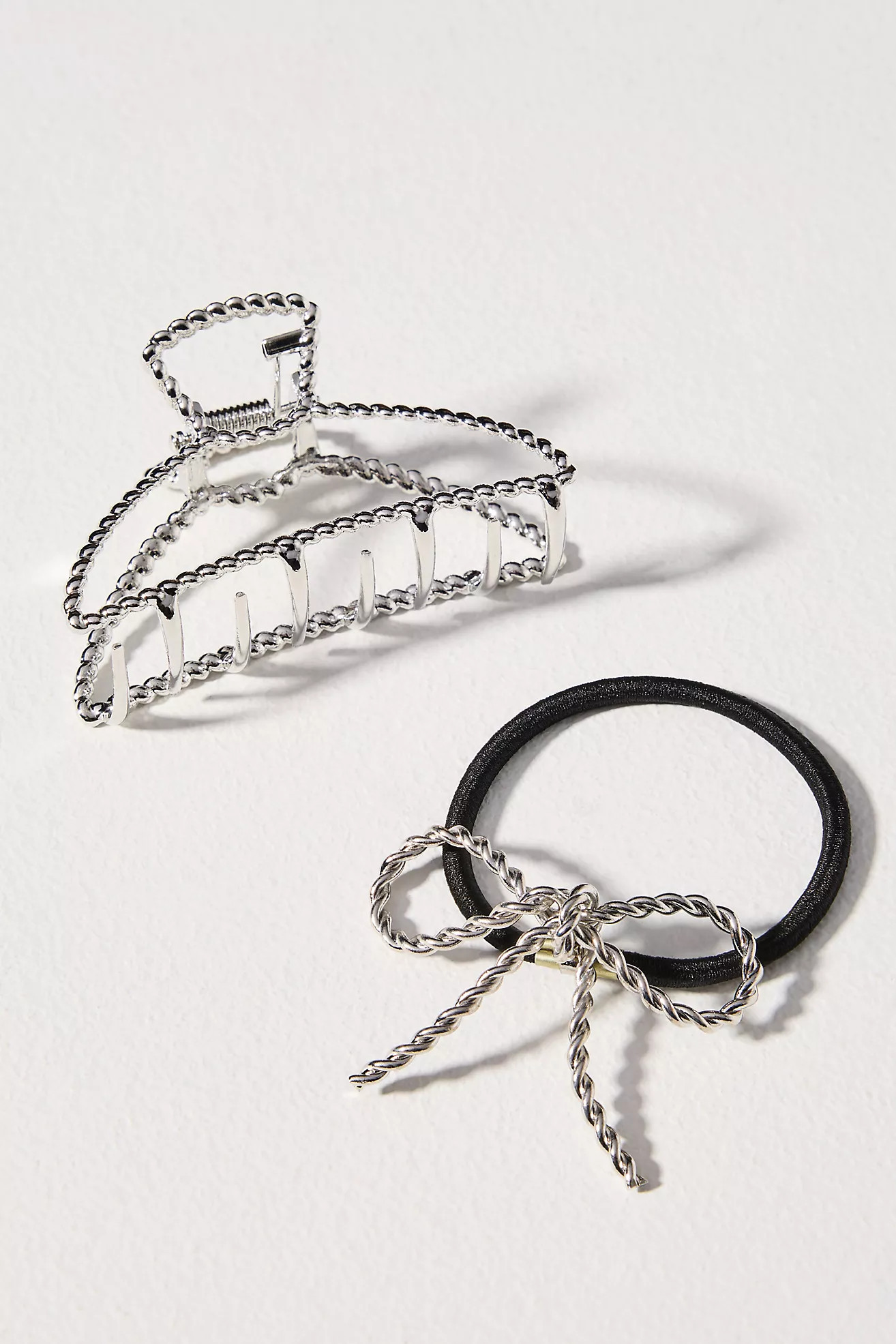 Braided Metal Hair Claw Clip and Hair Tie Set | Anthropologie (US)
