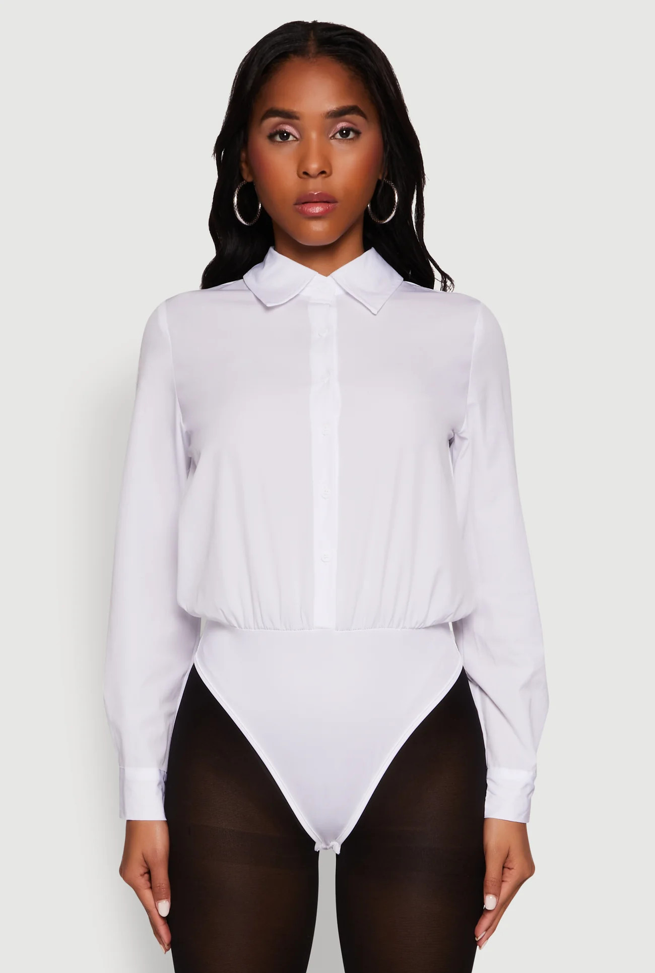 Daisy Collared Button Front Thong Bodysuit | Rainbow Shops