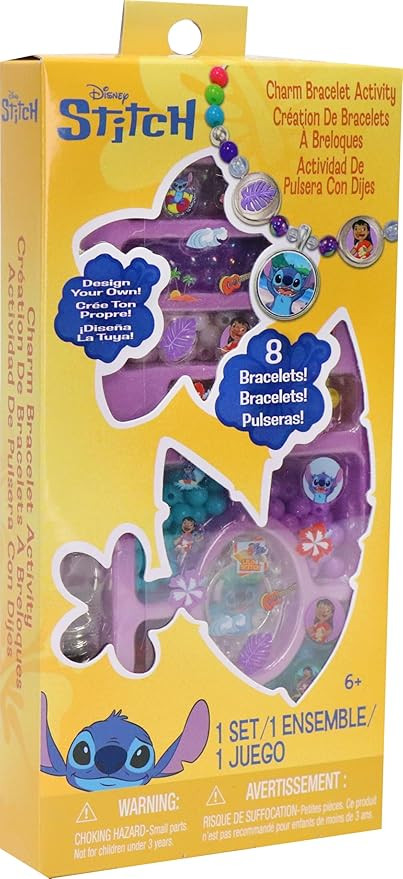Disney Stitch Charm Bracelet Activity Set, 408-Piece Jewelry Making Kit, Preschool Arts and Craft... | Amazon (US)