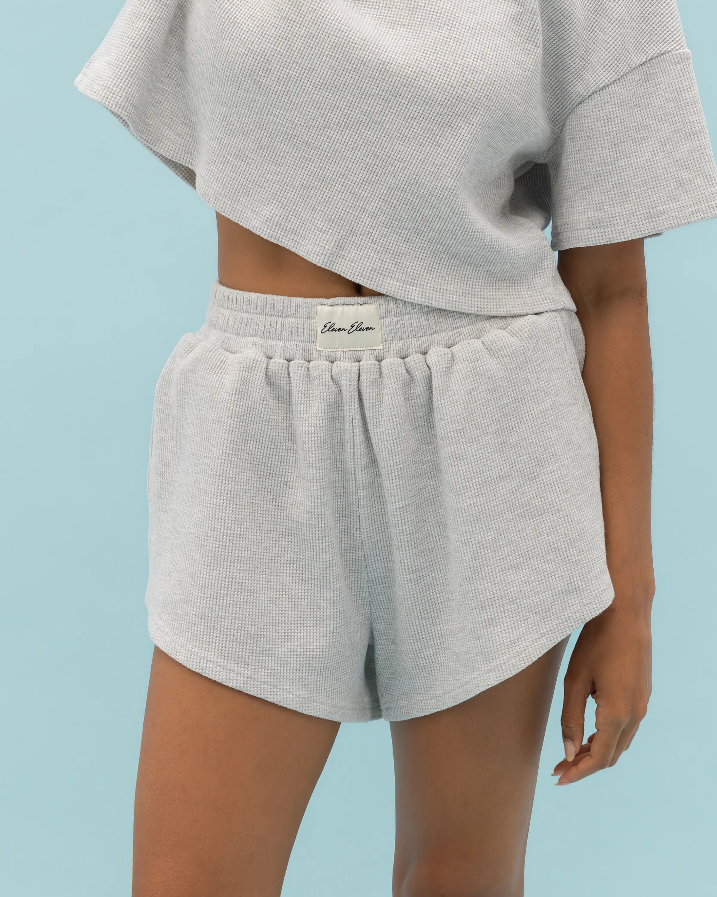 Waffle Shorts in Light Ash Grey | Eleven Eleven