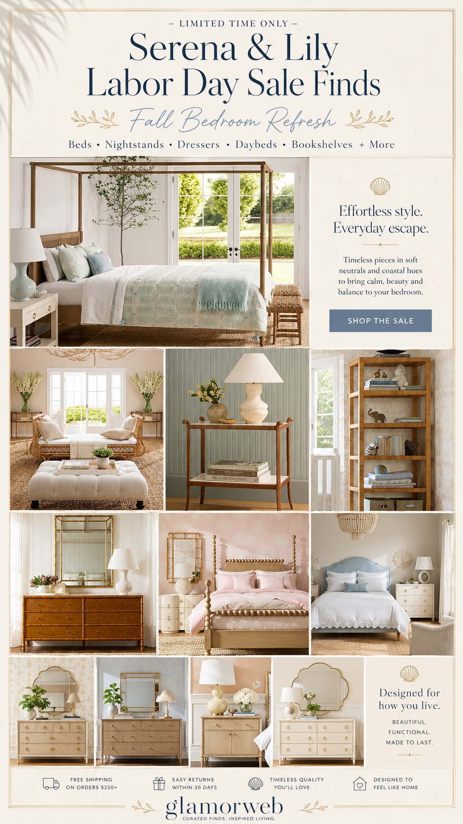 A cozy fall bedroom refresh without making the room feel overly “fall” is my favorite 🍂🤍 These Serena & Lily Labor Day Sale finds are perfect for it—beautiful beds, nightstands, drawer dressers, daybeds, bookshelves and more timeless bedroom furniture that can stay styled long after the season ends. #SerenaAndLily #SerenaAndLilySale #LaborDaySaleFinds #FallBedroomRefresh #BedroomRefresh #BedroomFurniture #BedroomSale #BedFinds #NightstandFinds #DresserFinds #Daybeds #Bookshelves #CozyBedroomInspo #FallHomeStyle #HomeFurnitureSale #LTKHome 

 #LTKSeasonal #LTKHome #LTKSaleAlert