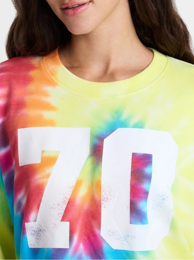 No Boundaries Graphic Washed Cropped Crewneck Sweatshirt, Women's XXS-XL - Walmart.com | Walmart (US)