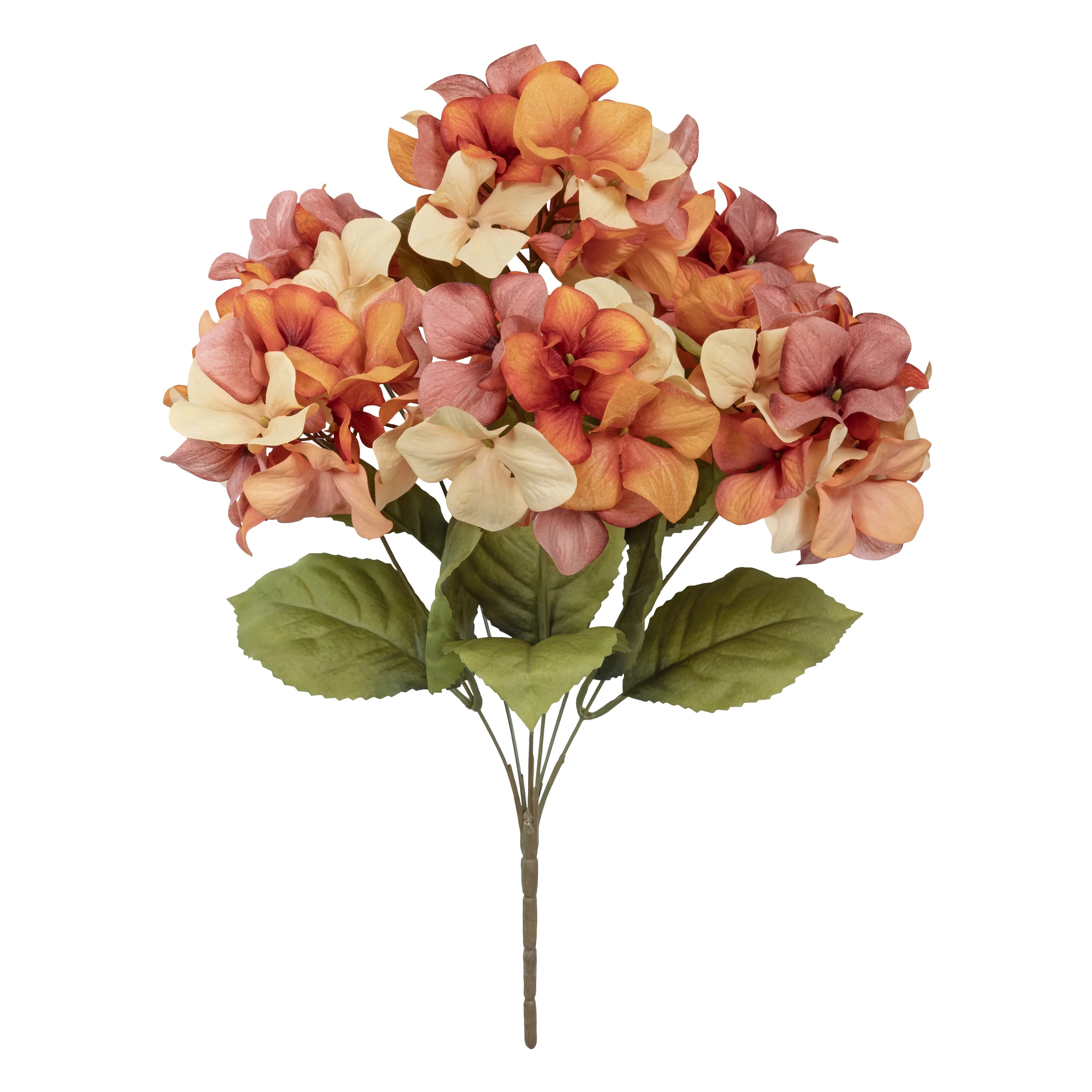 18-inch Artificial Silk Orange & Cream Hydrangea Fall Bush, for Indoor Use, by Mainstays | Walmart (US)