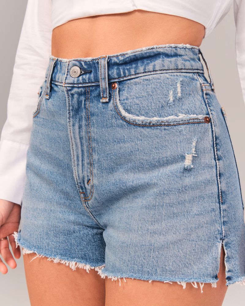 Women's Curve Love High Rise Mom Shorts | Women's Bottoms | Abercrombie.com | Abercrombie & Fitch (US)