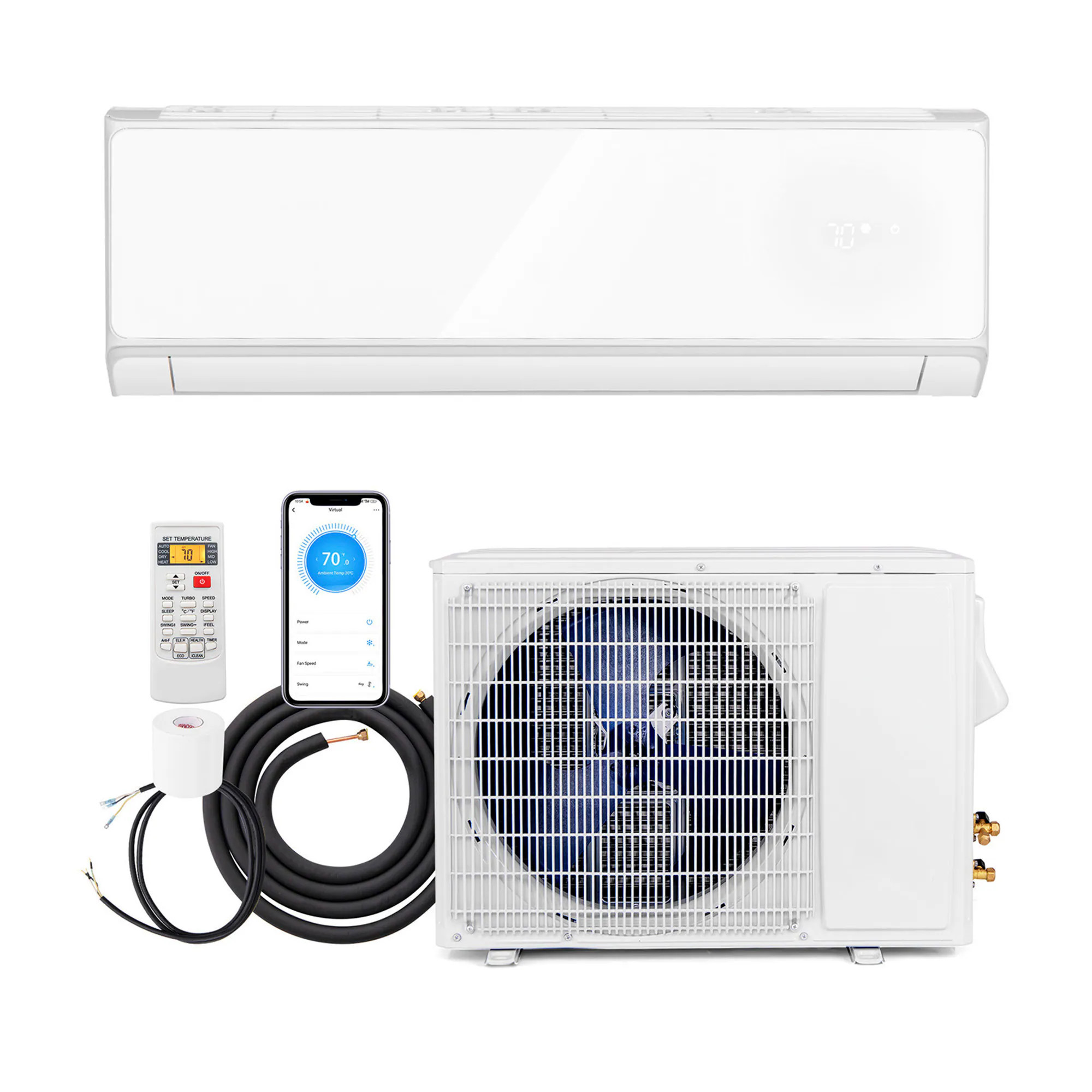 GIVIMO 24000 BTU 21 SEER2 208-230V WiFi Enabled Mini Split Heat Pump and Air Conditioner Energy Star for Rooms Up to 1500-sq ft one_size in White | Lowe's
