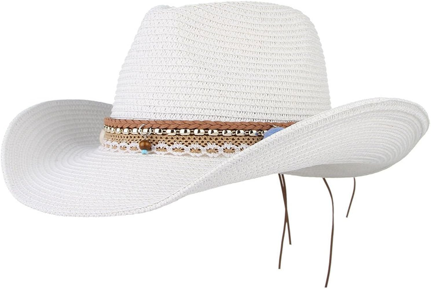 Straw Cowboy Hat for Women Men Girls Roll up Wide Brim Western Cowgirl Summer Beach Sun Hats | Amazon (US)