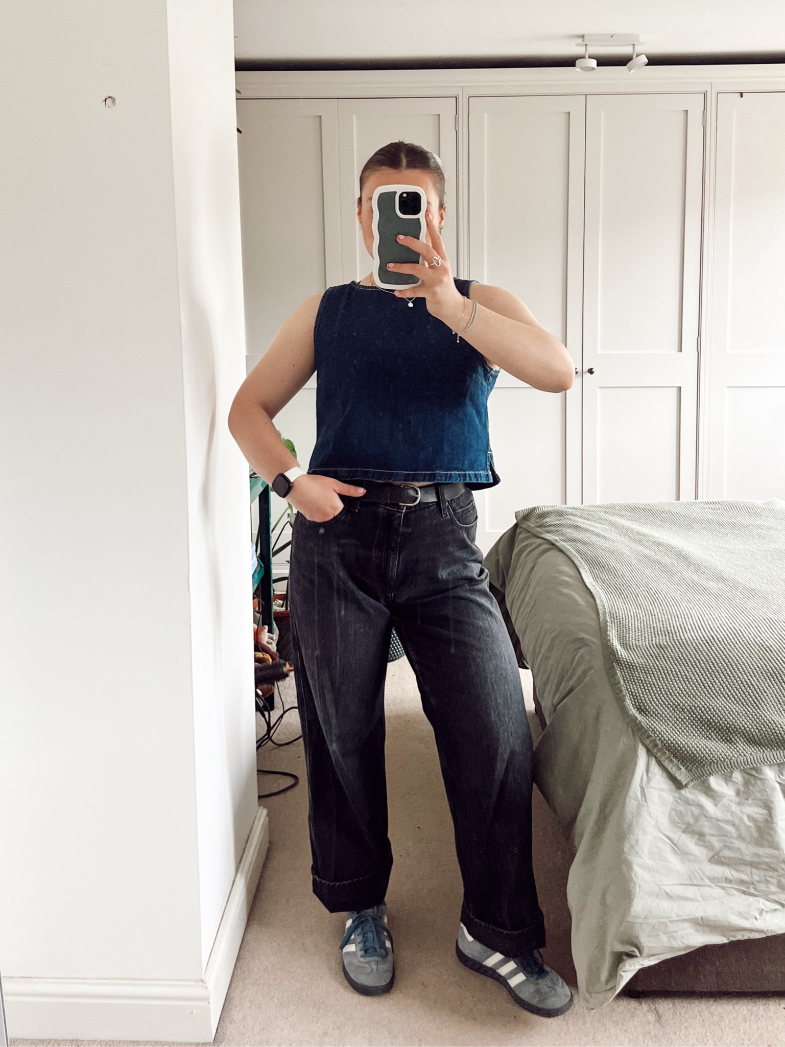 spring/ summer outfit inspiration including baggy jeans / barrel jeans / denim vest top and adidas hamburgs (gazelles / spezials) 

#LTKuk #LTKeurope #LTKsummer