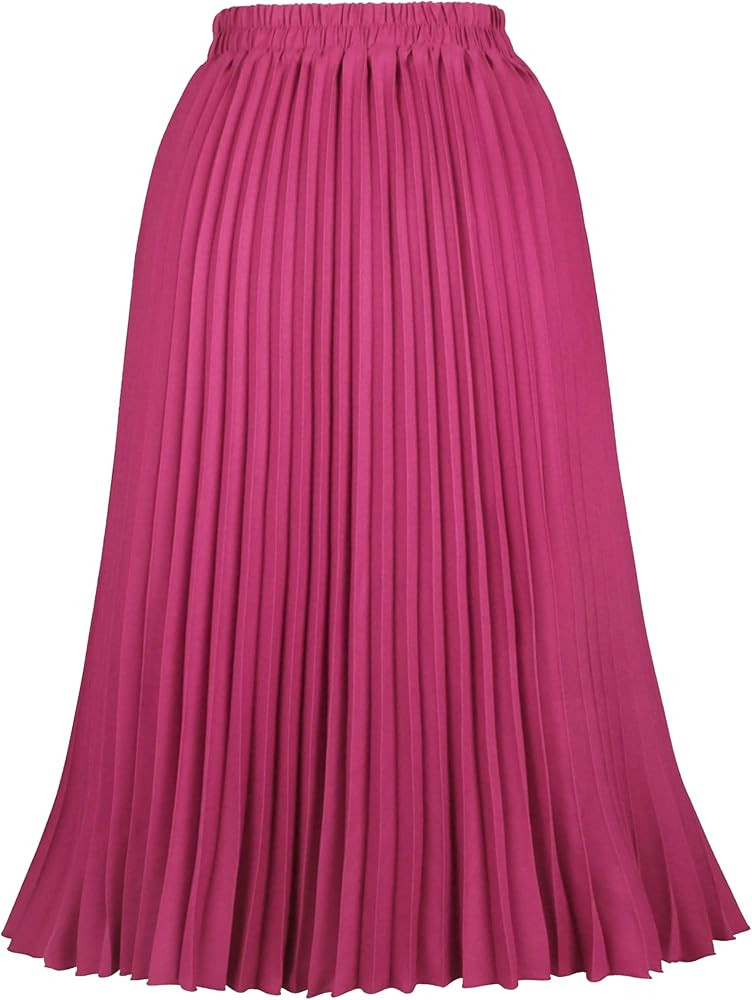 Women's Pleated Skirts High Elastic Waist A-Line Swing Skirt Midi Length | Amazon (CA)