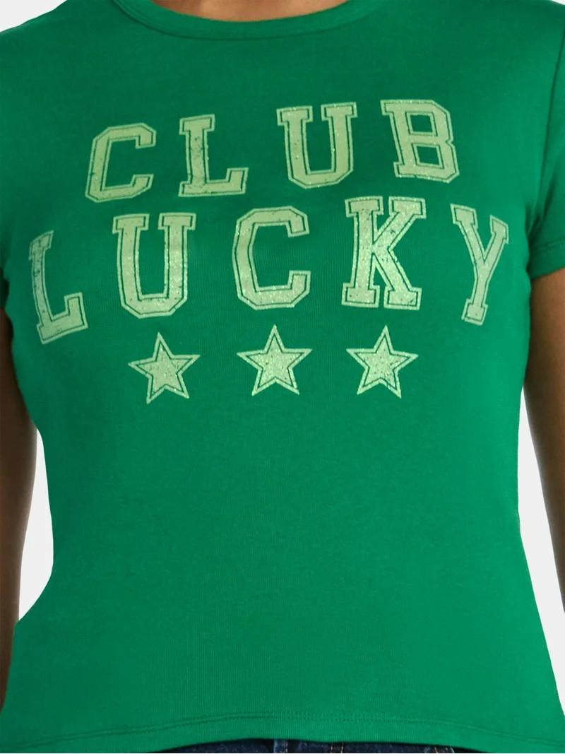 St. Patrick's Day Club Lucky Women’s Graphic Tee with Short Sleeves, Sizes XXS-XXL | Walmart (US)