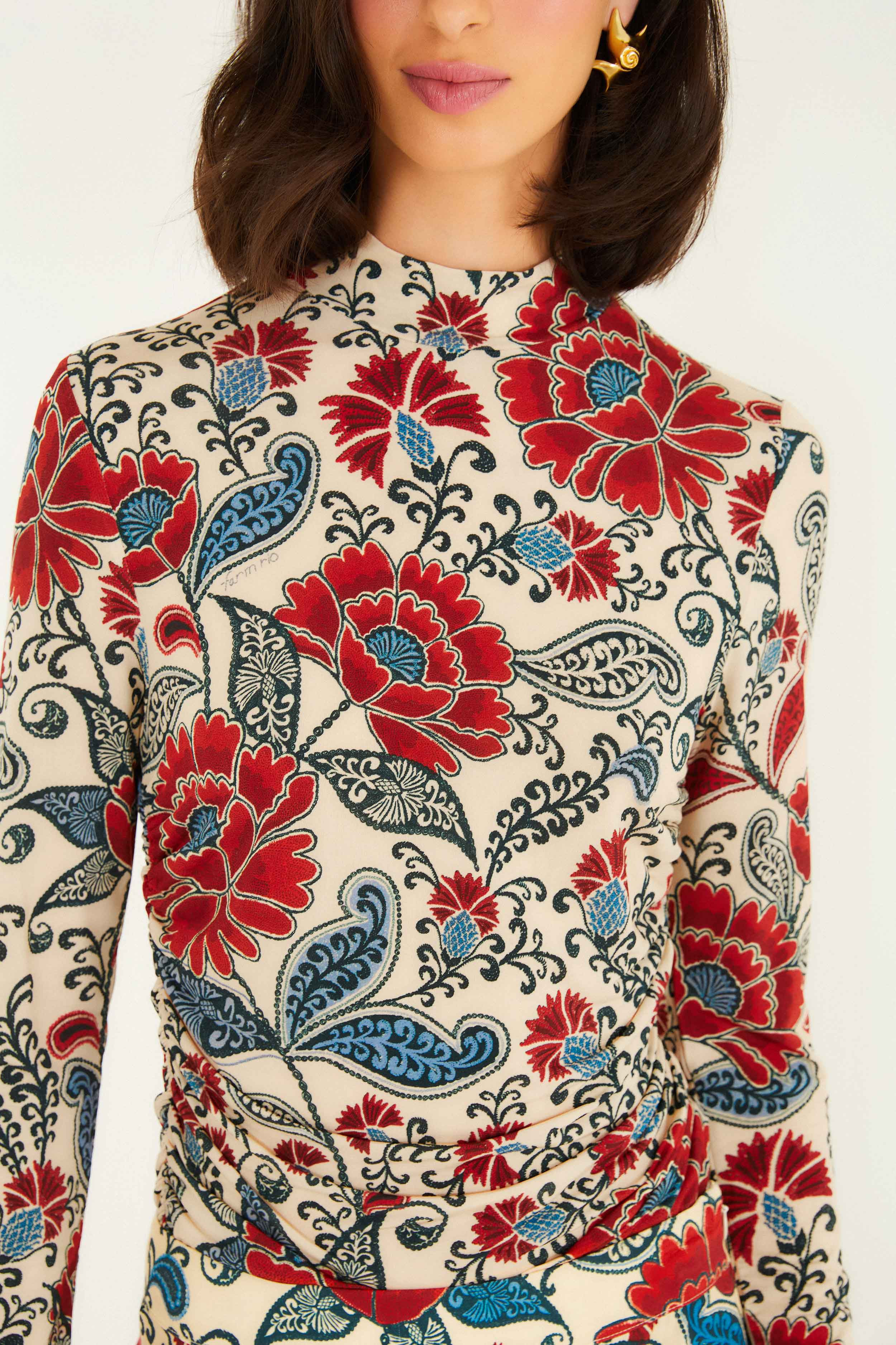 Sand Francesca Jersey Blouse, FRANCESCA SAND / XS | FarmRio (US)