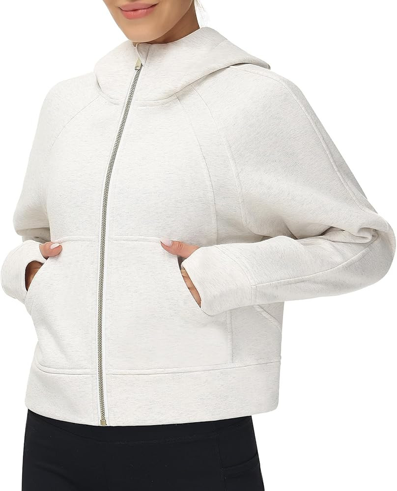 THE GYM PEOPLE Women's Full-Zip Up Hoodies Jacket Fleece Workout Crop Tops Sweatshirts with Pocke... | Amazon (US)