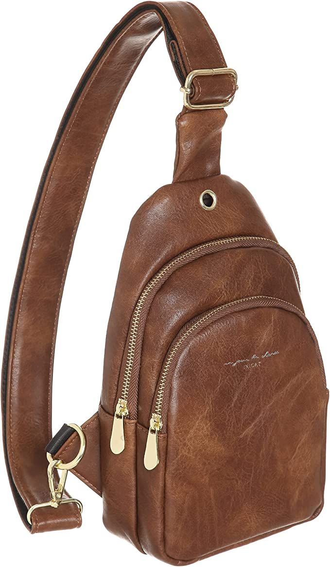 INICAT Fanny Pack Purse Small Crossbody Vegan Leather Sling Bag for Women Men Girls | Amazon (US)