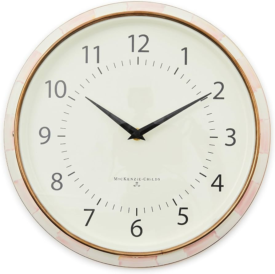 MACKENZIE-CHILDS Wall Clock, Decorative Enamel Clock for Kitchen and Living Room, Pink-and-White ... | Amazon (US)